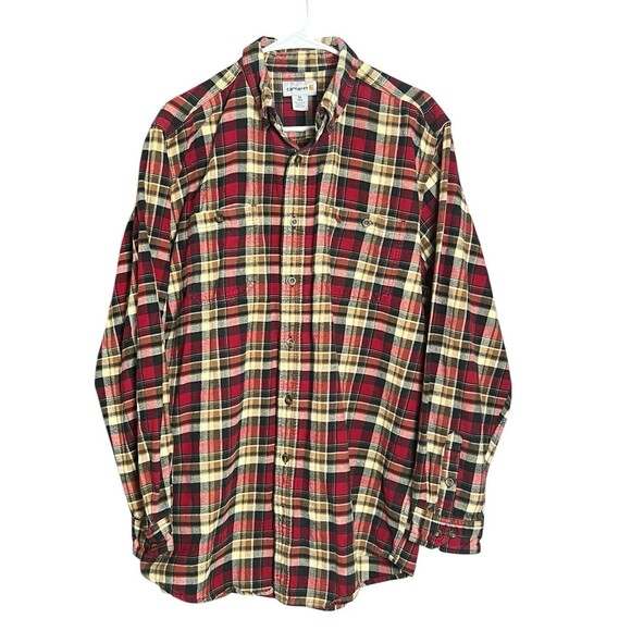 Vtg Carhartt Flannel Shirt Men XL Tall Red USA Rugged‎ Outdoor Wear Plaid - Picture 1 of 15